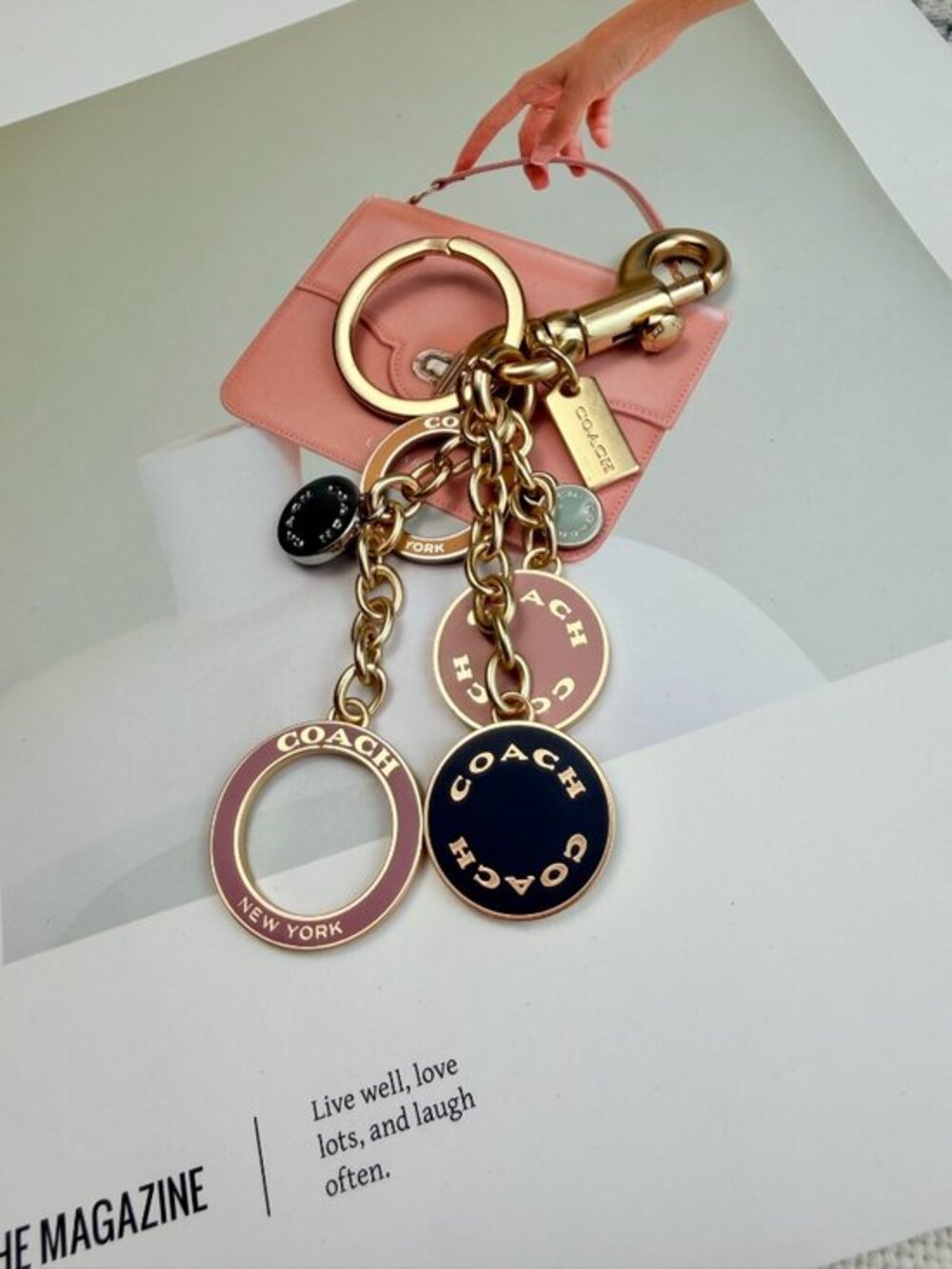 NWT Coach Circle Cluster Bag Charm in Gold and Multi-Color Enamel